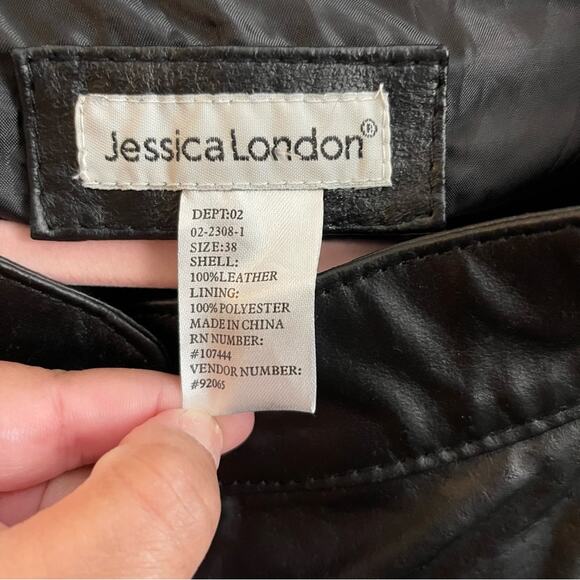 Jessica London Plus Size Zip Front Leather Jacket - Picture 3 of 6